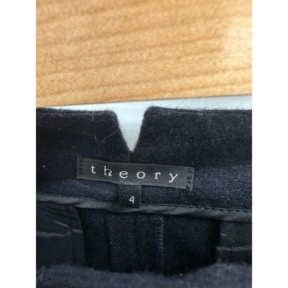 Theory Womens Navy Blue Pinstripe‎ Wool Blend Pencil Skirt Size 4 Office Career - Picture 4 of 6